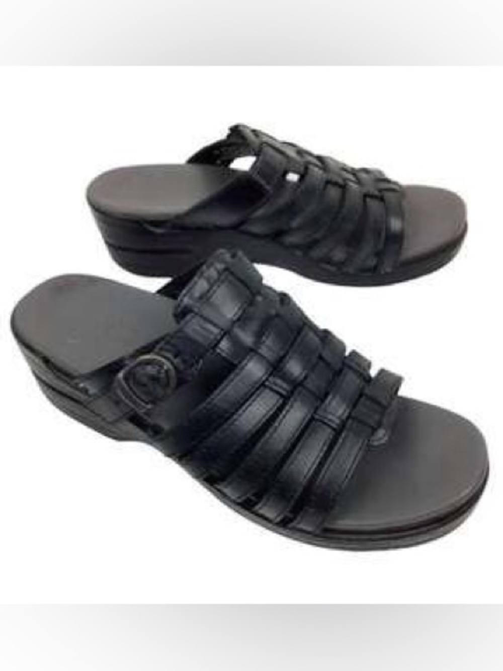 Dansko Marion Strappy Black Woven Leather Clog Sandals EU 38 US 7.5 - 8